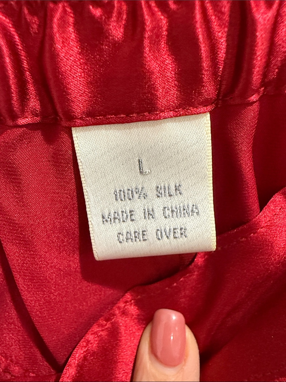 Vintage Nordstrom Silk Red Drawstring Lounge Pants - Picture 3 of 5